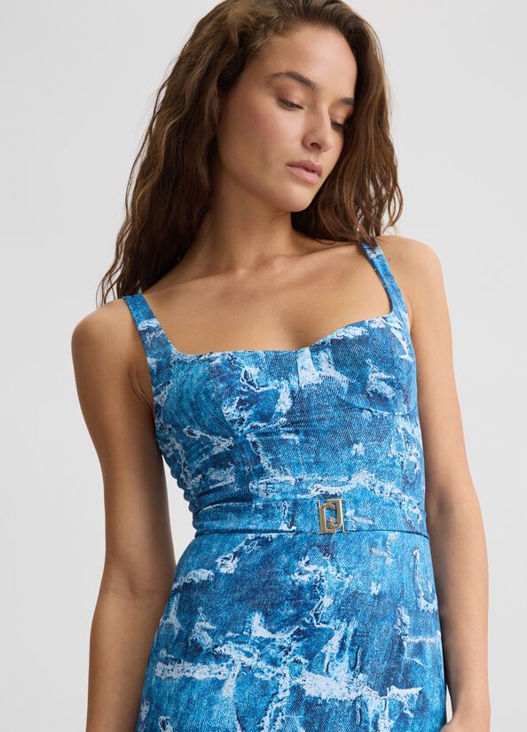 VESTIDO ENTALLADO EFECTO DENIM
